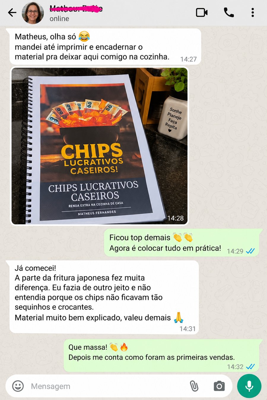 Depoimento: aluna imprimiu e encadernou o material do método